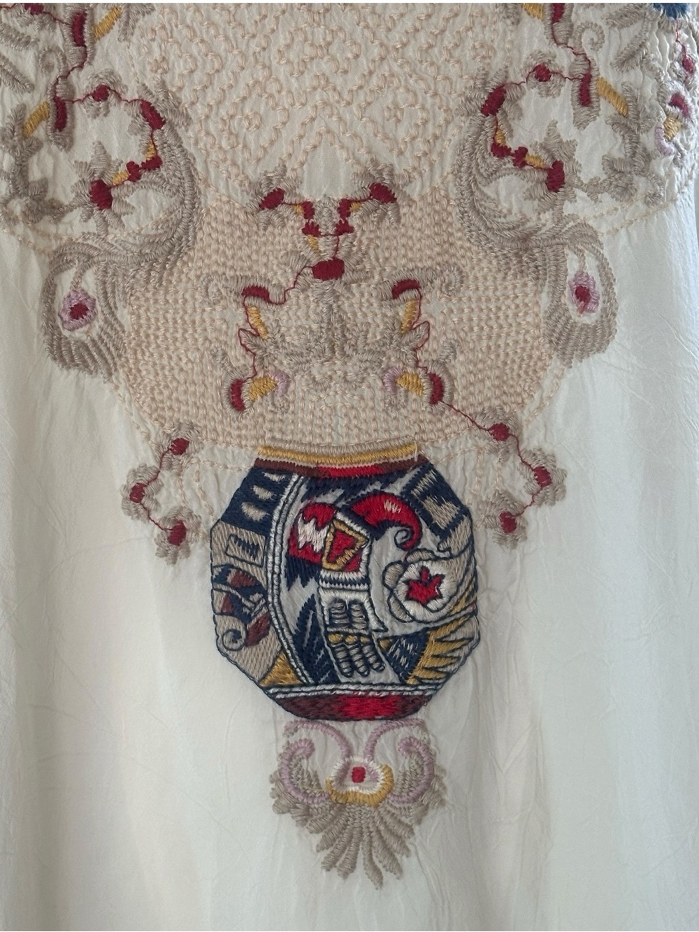 Johnny Was Embroidered V-Neck Cream Womens Tunic Top size Large - Picture 6 of 17